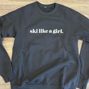 Ski Like A Girl Black Crewneck Sweatshirt